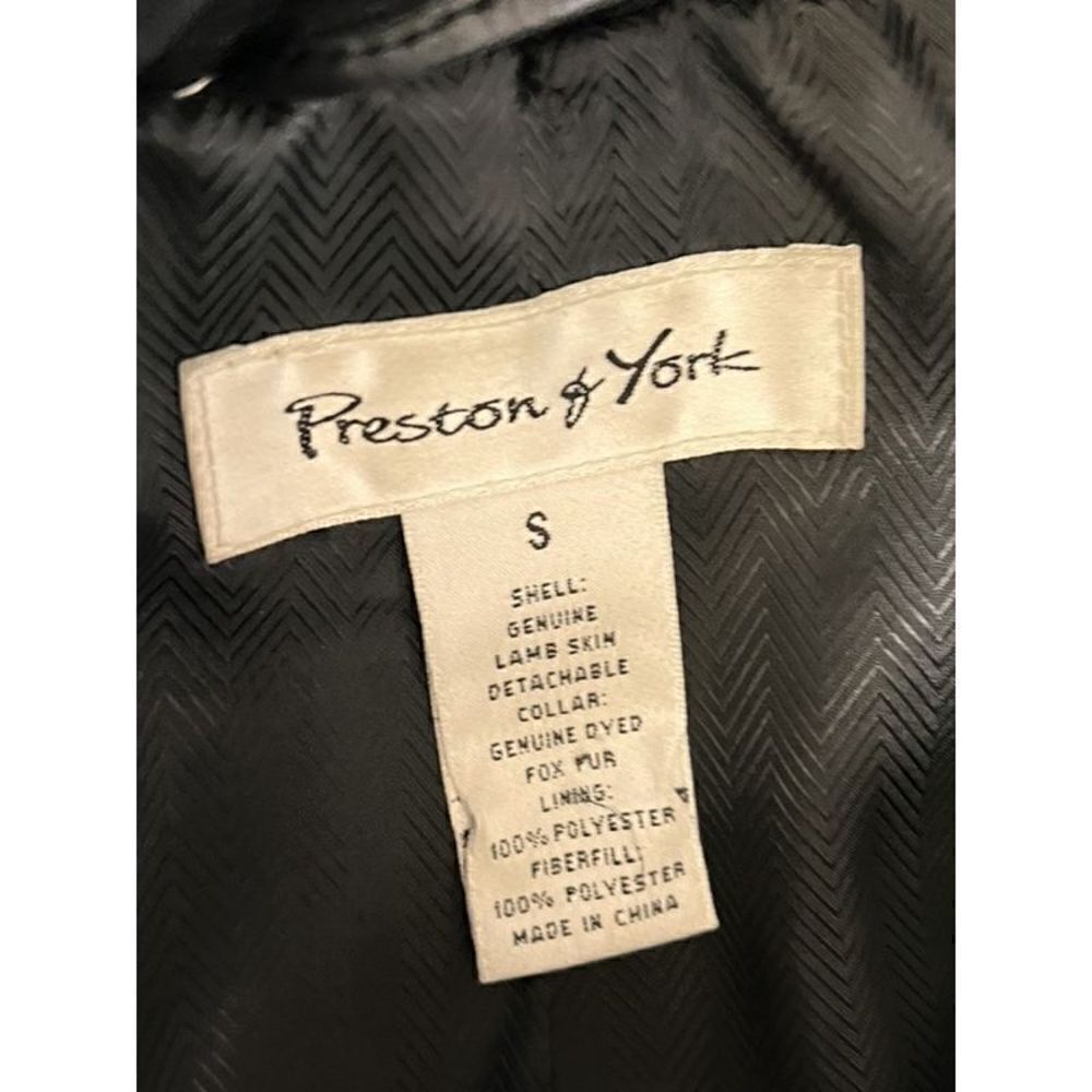 Preston & York Vintage Quilted Leather Coat Belted Peacoat Size Small - Picture 5 of 5